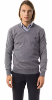 Gray Merino Wool Men Sweater 1