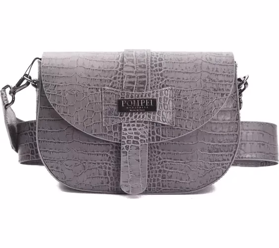 Gray Leather Women Crossbody Bag