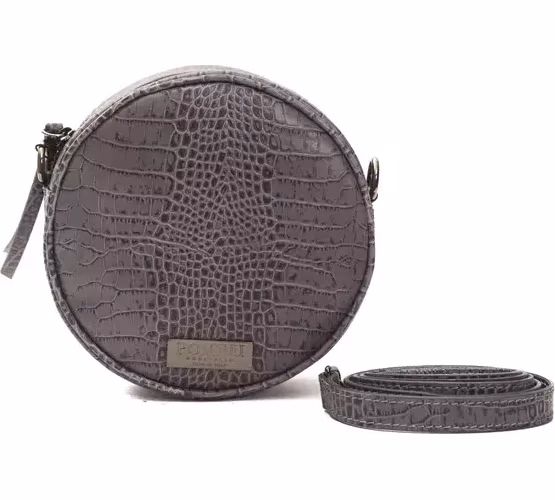 Gray Leather Women Crossbody Bag