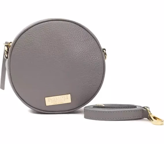 Gray Leather Women Crossbody Bag