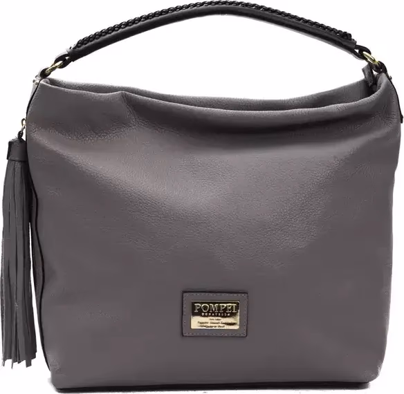 Gray Leather Women Shoulder Bag
