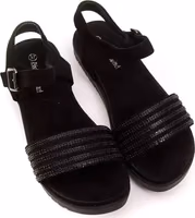 Black Textile Women Sandal 2