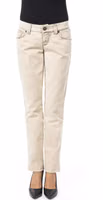 Beige Cotton Women Jeans 1
