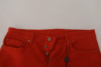 Red Cotton Straight Fit Men Denim Jeans 4