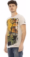 Beige Cotton Men T-Shirt 2