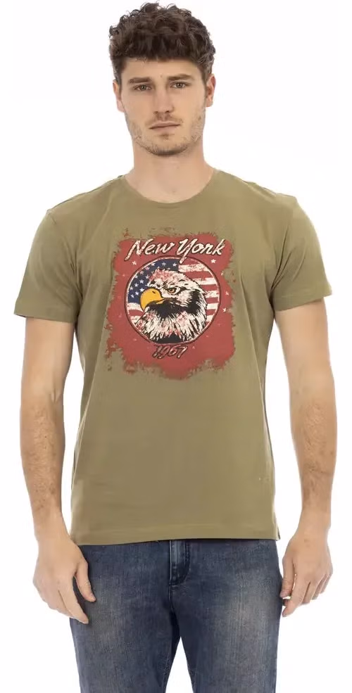 Green Cotton Men T-Shirt