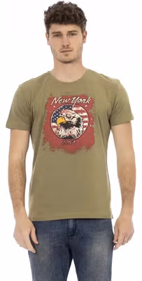 Green Cotton Men T-Shirt