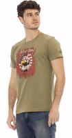 Green Cotton Men T-Shirt 2