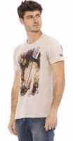 Beige Cotton Men T-Shirt 2