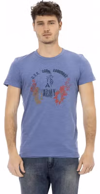 Blue Cotton Men T-Shirt