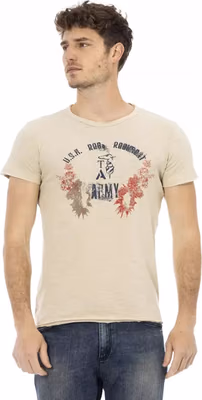 Beige Cotton Men T-Shirt