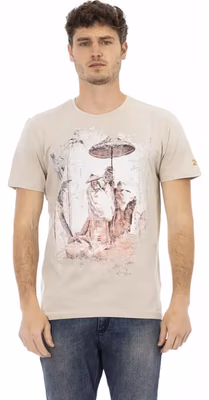 Beige Cotton Men T-Shirt
