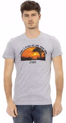 Gray Cotton Men T-Shirt