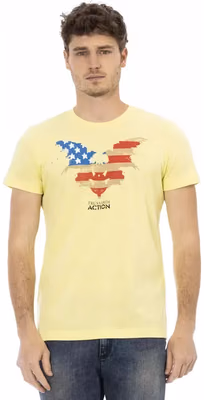 Yellow Cotton Men T-Shirt