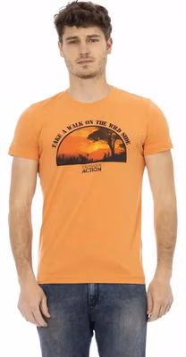 Orange Cotton Men T-Shirt