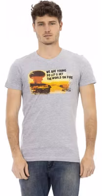 Gray Cotton Men T-Shirt