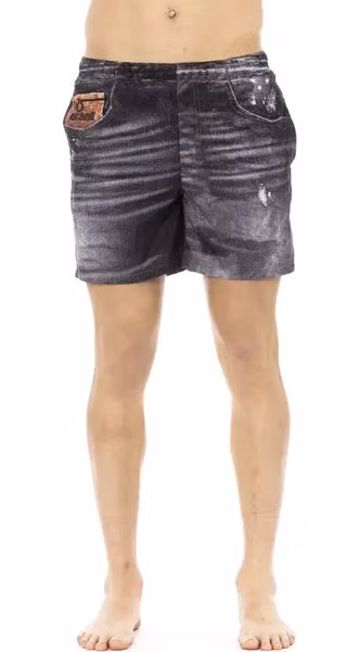 Black Polyester Men's Swim Short