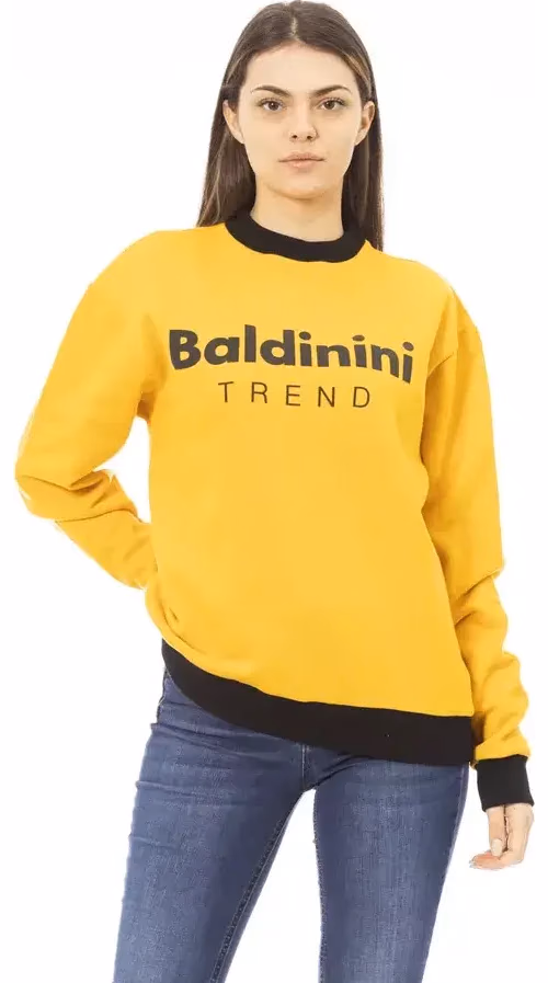 Yellow Cotton Women Hoodie