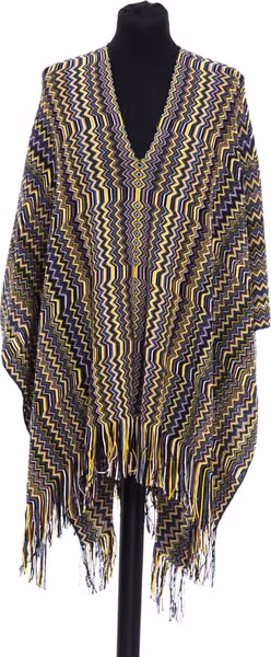Multicolor Wool Women Poncho
