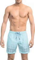 Light Blue Polyester Men Swim Short 1