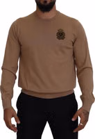 Beige Cashmere Crown Logo Pullover Sweater 3