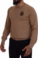 Beige Cashmere Crown Logo Pullover Sweater 4