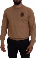 Beige Cashmere Crown Logo Pullover Sweater 5