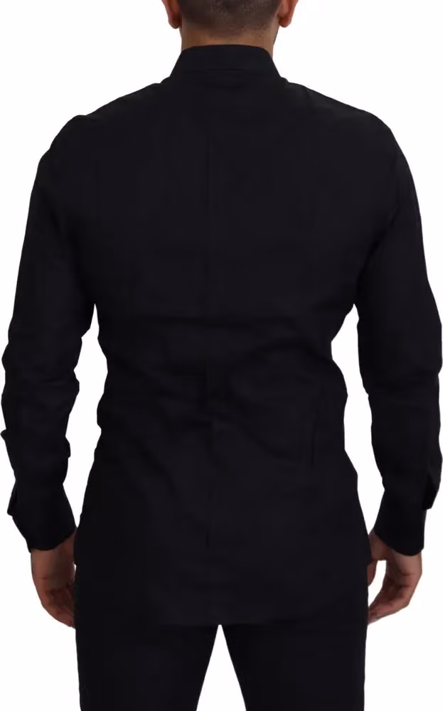 Black Gold Crown Slim Fit Dress Formal Shirt