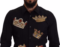 Black Gold Crown Slim Fit Dress Formal Shirt 2