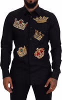 Black Gold Crown Slim Fit Dress Formal Shirt 3