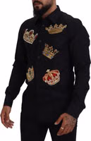 Black Gold Crown Slim Fit Dress Formal Shirt 4