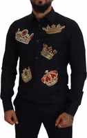 Black Gold Crown Slim Fit Dress Formal Shirt 5
