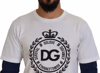 كنزة بيضاء وزرقاء بشعار تاج DG 4