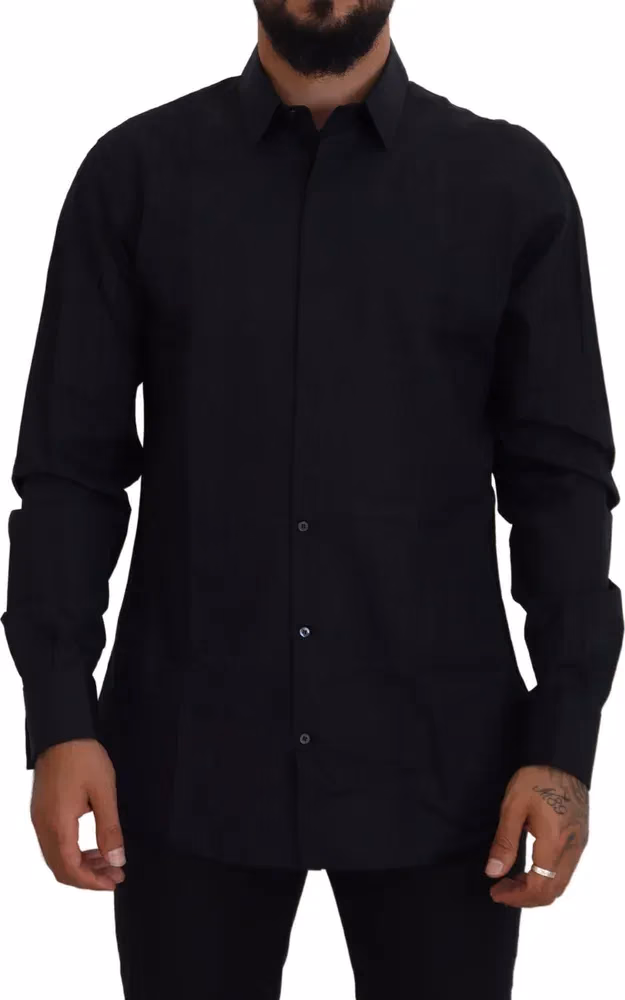 Black Gold Cotton Slim Fit Dress Mens Shirt