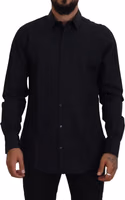 Black Gold Cotton Slim Fit Dress Mens Shirt 1