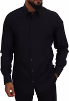 Black Gold Cotton Slim Fit Dress Mens Shirt 5