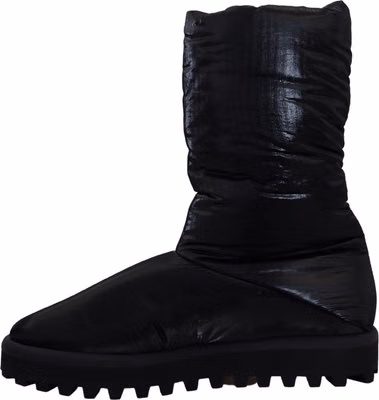 Black Boots Padded Mid Calf Winter Shoes