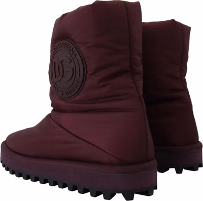 Bordeaux Nylon Boots Padded Mid Shoes