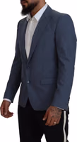 Blue Wool Stretch Slim Fit Jacket Blazer 1