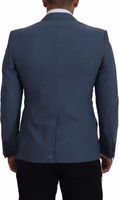 Blue Wool Stretch Slim Fit Jacket Blazer 2