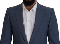 Blue Wool Stretch Slim Fit Jacket Blazer 3