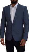 Blue Wool Stretch Slim Fit Jacket Blazer 4