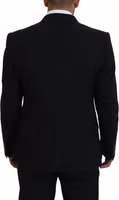 Black Wool Stretch Slim Fit Jacket Blazer 2