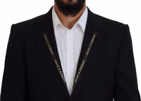 Black Wool Stretch Slim Fit Jacket Blazer 3