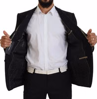 Black Wool Stretch Slim Fit Jacket Blazer 5