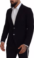 Black Wool Crown Slim Fit Jacket Blazer 1
