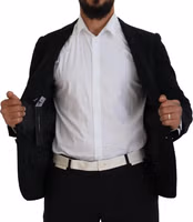 Black Wool Crown Slim Fit Jacket Blazer 4