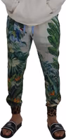 White Floral Printed Men Jogger Pants 4