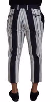 White Cotton Striped Cropped Pants 3