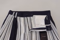 White Cotton Striped Cropped Pants 5